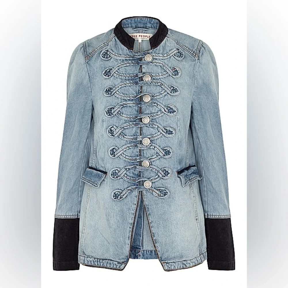 Free People Denim Seamed And Structured Jacket - Picture 8 of 8